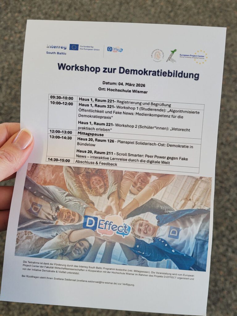 Agenda zum Workshoptag Demokratiebildung