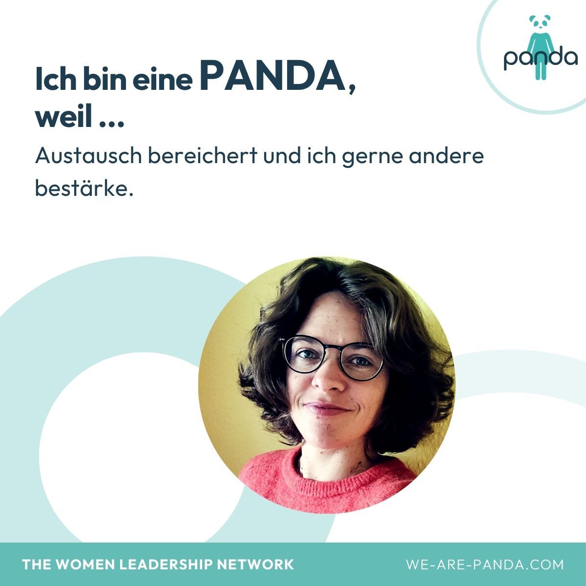 Dr. Charlotte Echterhoff ist Mitglied bei PANDA – The Women Leadership Network. Ihr Profilbild ist mit dem Zitat "Ich bin eine PANDA, weil … Austausch bereichert und ich gerne andere bestärke." versehen. Das Logo von PANDA und die Website WE-ARE-PANDA.COM sind ebenfalls zu sehen.
